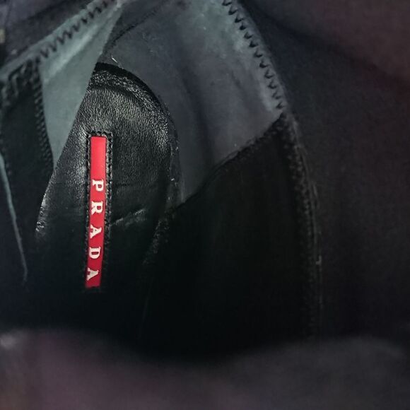 Prada black silk Radzmire fabric sporty knee high wedge boots size 6 - Picture 7 of 16